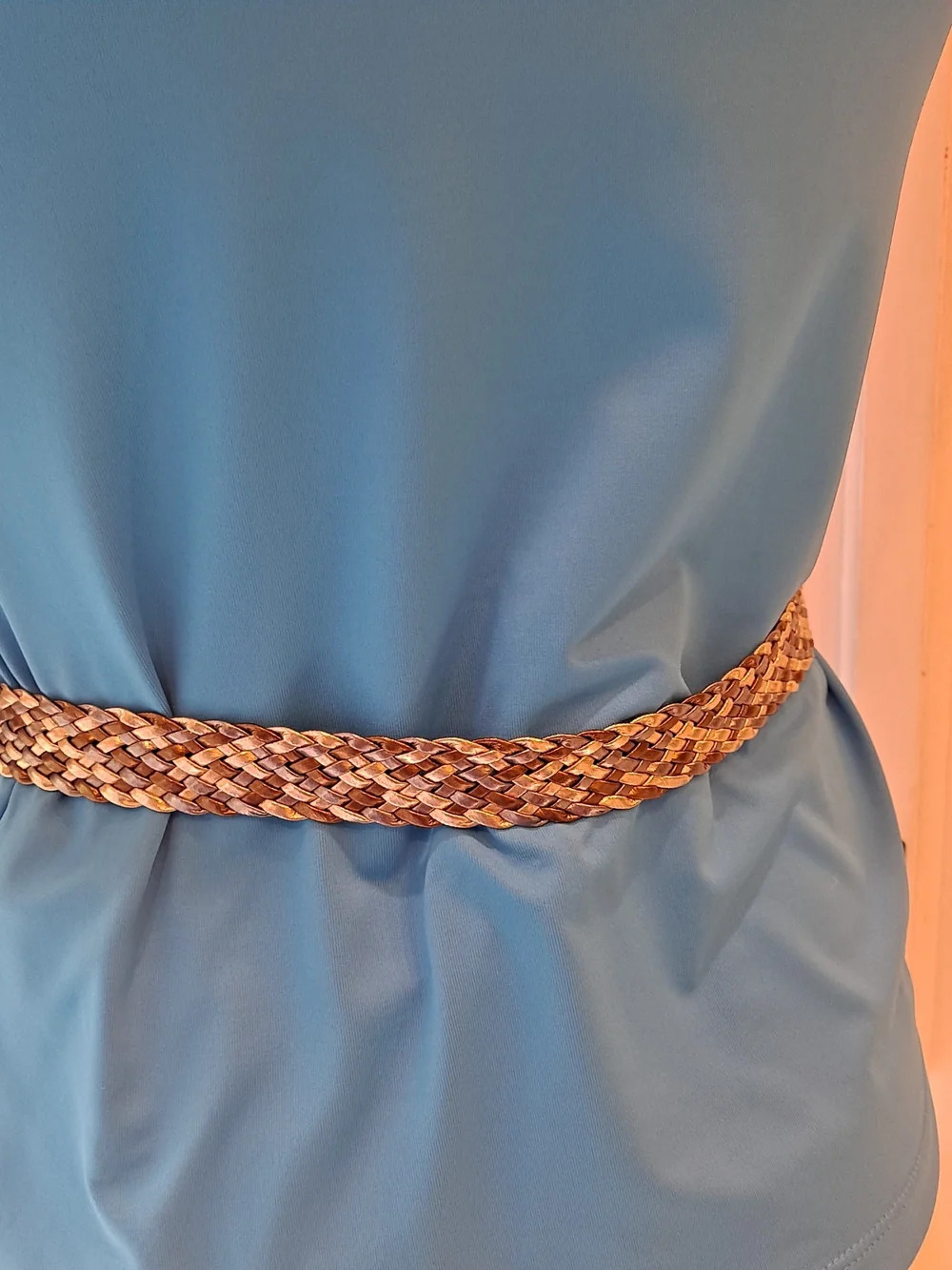 Omega Vintage 80s 90s Tri-tone Metallic Gold Silver Bronze Braided Belt
